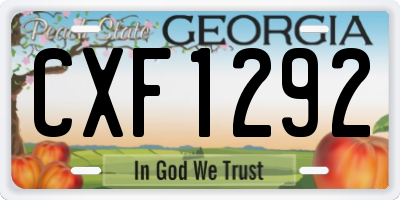 GA license plate CXF1292