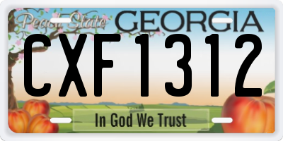 GA license plate CXF1312
