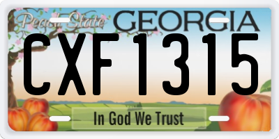 GA license plate CXF1315