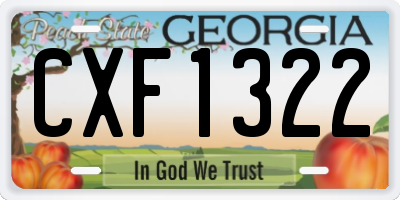 GA license plate CXF1322