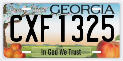 GA license plate CXF1325