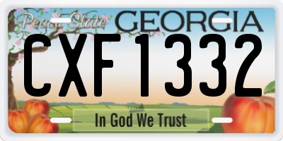 GA license plate CXF1332
