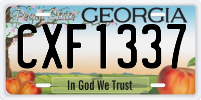 GA license plate CXF1337