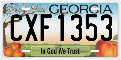 GA license plate CXF1353