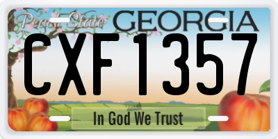 GA license plate CXF1357