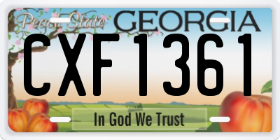GA license plate CXF1361
