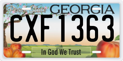 GA license plate CXF1363