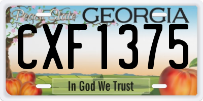 GA license plate CXF1375