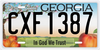 GA license plate CXF1387