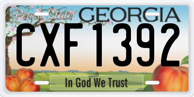 GA license plate CXF1392