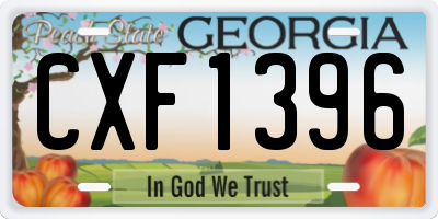 GA license plate CXF1396