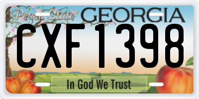 GA license plate CXF1398