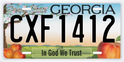 GA license plate CXF1412