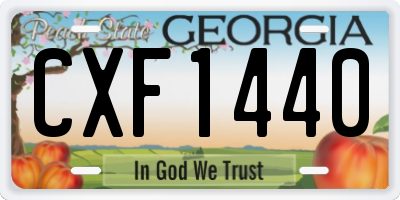 GA license plate CXF1440