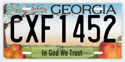 GA license plate CXF1452
