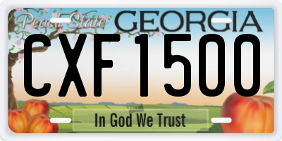 GA license plate CXF1500