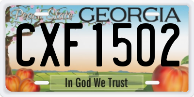 GA license plate CXF1502