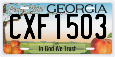 GA license plate CXF1503