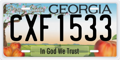 GA license plate CXF1533