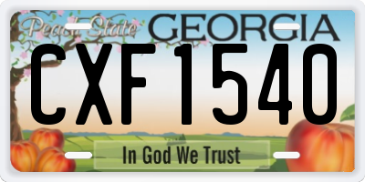 GA license plate CXF1540