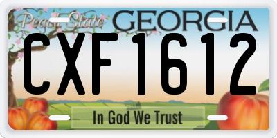 GA license plate CXF1612