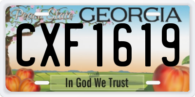 GA license plate CXF1619