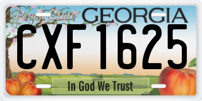 GA license plate CXF1625