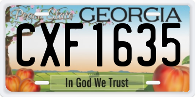 GA license plate CXF1635