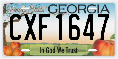 GA license plate CXF1647