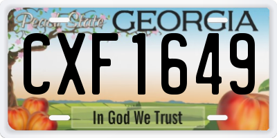 GA license plate CXF1649
