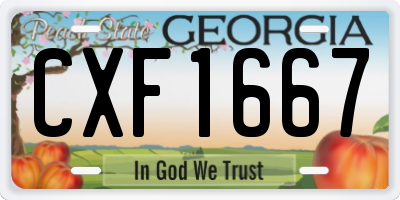 GA license plate CXF1667