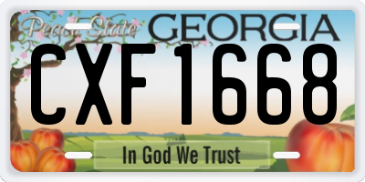 GA license plate CXF1668