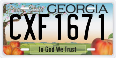 GA license plate CXF1671