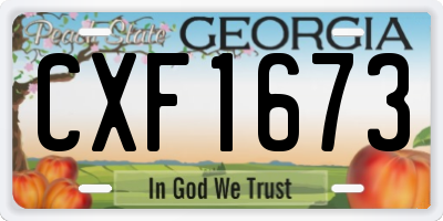 GA license plate CXF1673