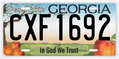 GA license plate CXF1692