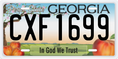 GA license plate CXF1699