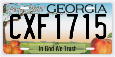 GA license plate CXF1715