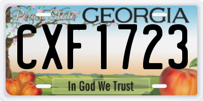 GA license plate CXF1723