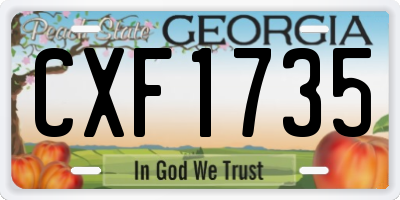 GA license plate CXF1735