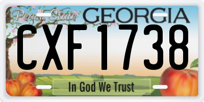 GA license plate CXF1738