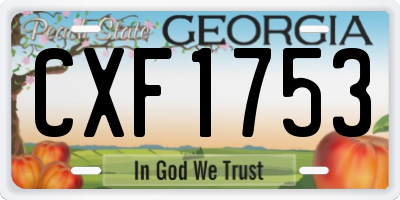 GA license plate CXF1753