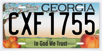 GA license plate CXF1755