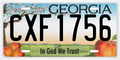 GA license plate CXF1756