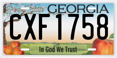 GA license plate CXF1758