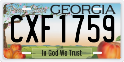 GA license plate CXF1759
