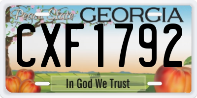 GA license plate CXF1792