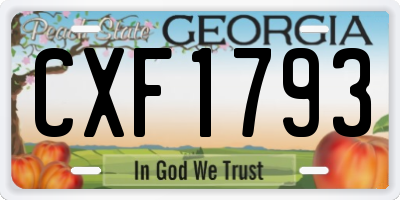 GA license plate CXF1793