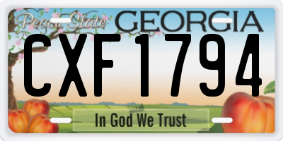 GA license plate CXF1794
