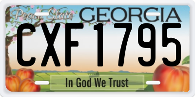 GA license plate CXF1795
