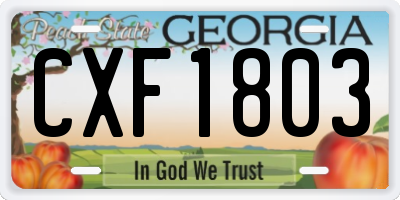 GA license plate CXF1803